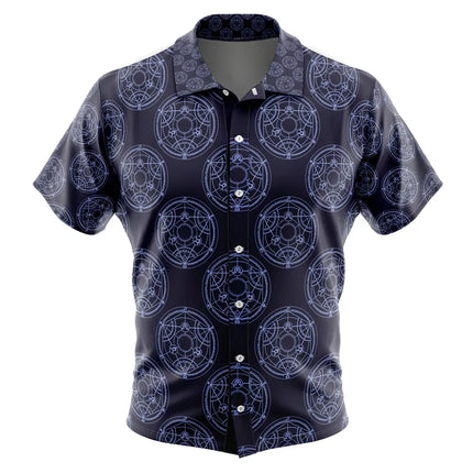 Transmutation Circle Fullmetal Alchemist Button Up Hawaiian Shirt Fashion Trend Breathable Loose Versatile Casual Sports Summer Men