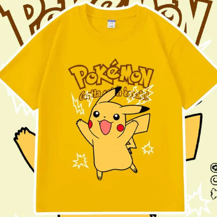 Pokémon Anime Mew Printing Oversized Cotton T-shirt Men and Women Comfortable Fashion Y2K Children's Clothing Summer T-shirt