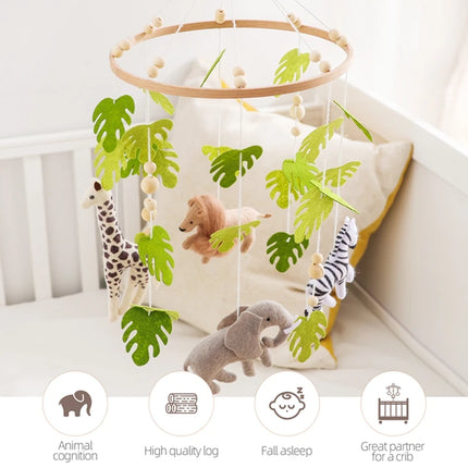 Baby Crib Mobile Rattle Toy For 0-12 Months Cartoon Felt Forest Animal Bed Bell Hanging Wooden Bracket Mobile Newbaby Rattle Toy