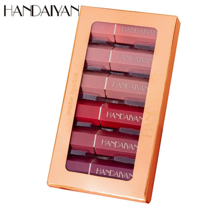 6 Pcs Matte Velvet Nude Lipstick Set Waterproof Long Lasting Red Brown Pigments Makeup For Sexy Lips Professional
