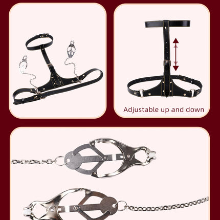 QKKQ Erotic Bra With Nipple Clamp Chest Binder Breast Bondage Belt Bust Bandage For Women Men Chest Teating Pleasure Sex Toys
