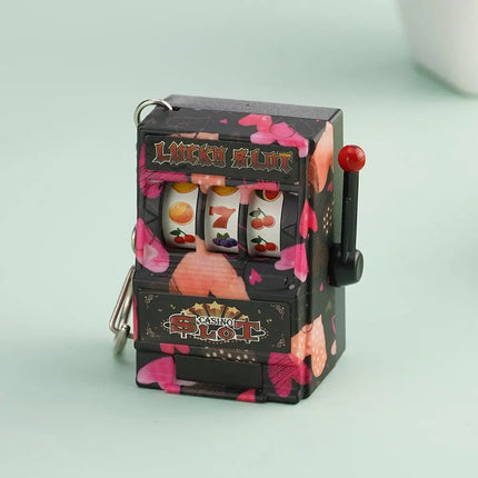 Creative Playable Mini Fruit Machine Keychain Lottery Machine Game Keychain Pendant Simulation Toy Key Gift Accessories