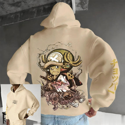 One Piece Chopper Graphic Pullover Hoodie Men Women New Autumn Winter Streetwear Oversized Casual Anime Print Hooded Sweatshirt