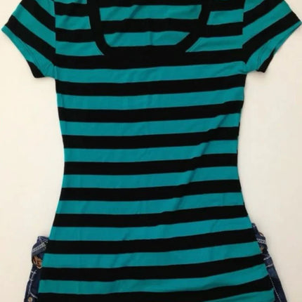 Stripe pattern casual tops chic cotton fashion Y2K tops cute silm rock aesthetic urban emo girls hip hops harajuku women t-shirt