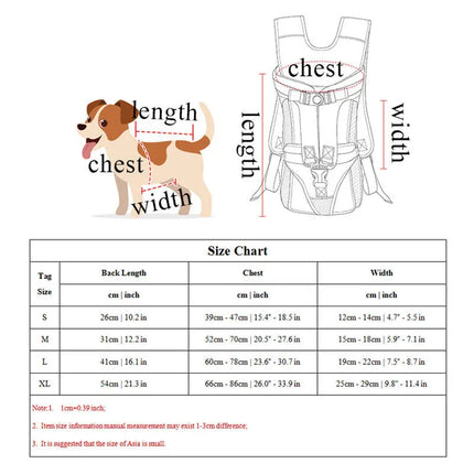 Pet Front Carrier Backpacks Adjustable Hands-Free Dog Backpack for Small Medium Dogs Breathable Cats Outdoor Travel Carrier Bags