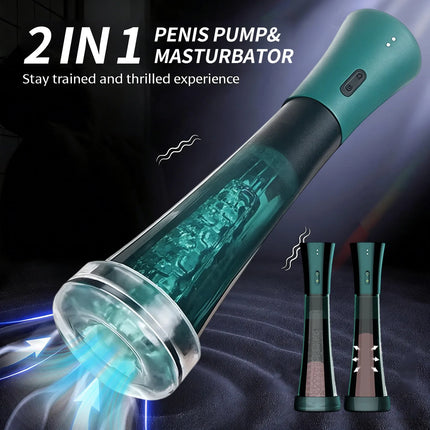 Male Masturbator Penis Pump Enlarger Transparent Visual Male Sex Toys for Men APP Control Vibrating Vacuum Suction Glans Trainer