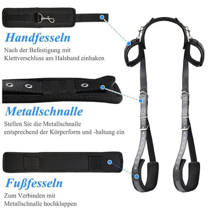 [Y]1Pc Sex Bondage Kit Bed Restraints Set Handcuffs Neck To Thigh Adjustable Leg Straps Handcuffs For Adult Couples Game Play