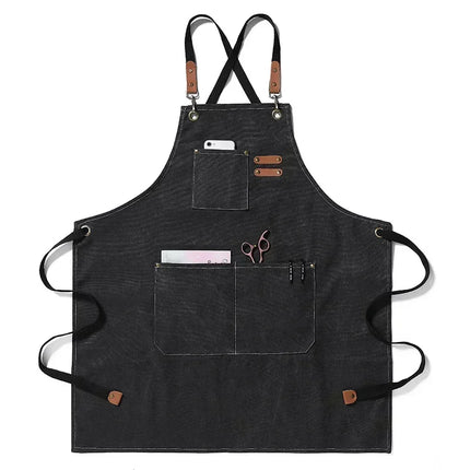 New Fashion Canvas Kitchen Aprons For Woman Men Chef Work Apron For Grill Restaurant Bar Shop Cafes Beauty Nails Studios Uniform