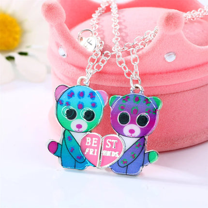 2Pcs Cute Cartoon Animal Magnetic Necklace Exquisite Kawaii Pendant Best Friends Couple Jewelry Accessories Party Birthday Gift