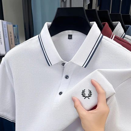 100% Pure Cotton High-End Brand Summer Designer Original Exquisite Embroidered Polo Shirt Men's Comfortable Casual Short Sleeve