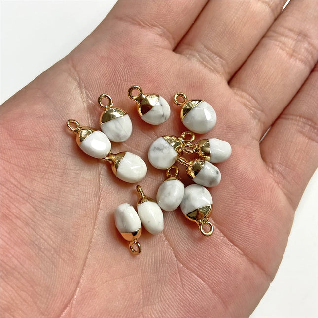 5pcs 6x10MM Faceted Natural Stone Oval Pendant Charm Pendant for DIY Jewelry Making Necklace Earrings Gem Accessory Wholesale