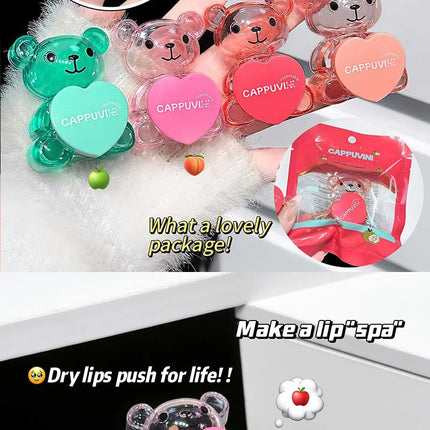 Cappuvini Soft and Cute Bear Lip Balm Moisturizing and Hydrating, Reduces Lip Lines, Non-Greasy, Limited Edition for Christmas and Halloween, Autumn and Winter Lip Care.
