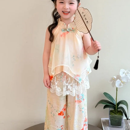Thin Comfortable Summer Girl Sets Ethnic Style Children Clothing Kids Clothes Dance Wear Performance Costume Chinese Style Hanfu