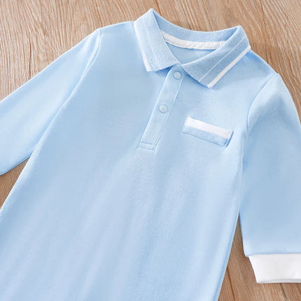 Spring And Autumn 0-18m Newborn Clothing Casual Polo Shirt Cotton Comfortable Soft Boys And Girls Long Sleeved Baby Bodysuit