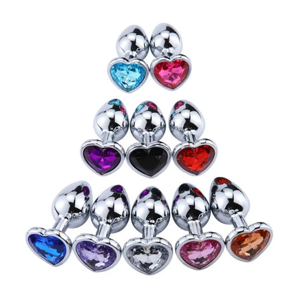 Heart Base Metal Anal Plug 3 Sizes Crystal Butt Plug for Women Removable Stainless Steel Anal Anus Masturbation Adult Sex Toys