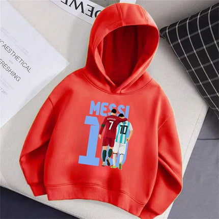 Autumn Soccer Star Messi Cartoon Printed Children's Hoodie Long-sleeved Sweatshirt Casual Top for Boys and Girls Kid Pullover