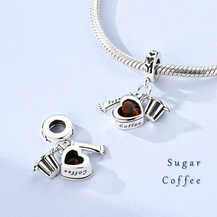Classic 925 Sterling Coffee Cup Charms Tea Cup Beads Fit Original Bracelet Necklace Pendant Women Bracelet DIY Fine Jewelry Gift