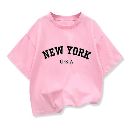 Summer Baby Boy Clothes Kid Girls Casual Tops New York Printed T-shirts Children Fashion Crew Neck Short Sleeve Top