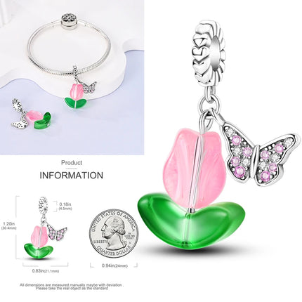 New 925 Sterling Silver Cactus Four Leaf Clover Charm Spring Green Series Bead Pendant For Original Beads Bracelet DIY Jewelry