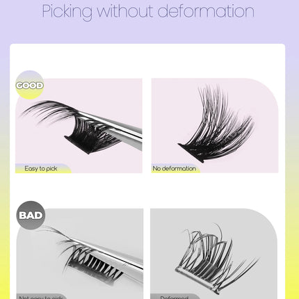 GROINNEYA Lashes Clusters Cat Eyelashes Wispy Individual Lashes Extensions Volume Fluffy Clusters Lashes DIY Eyelashes Makeup