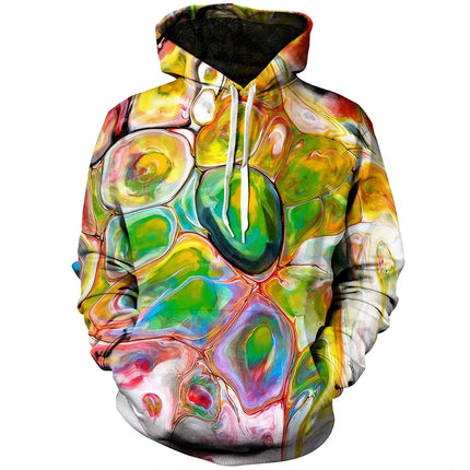 2024 autumn/winter 3D Printing Oil Painting Colorful Pullover Fashion Street men's Sportswear Casual Long Sleeve Unisex Hoodie