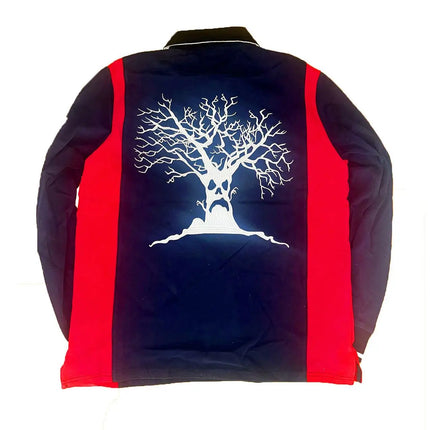 Haunted Mound America Long Sleeve Polo Shirt Y2K Casual Retro Patchwork Pattern Embroidery T-Shirts Street Sweatshirt Jersey Men