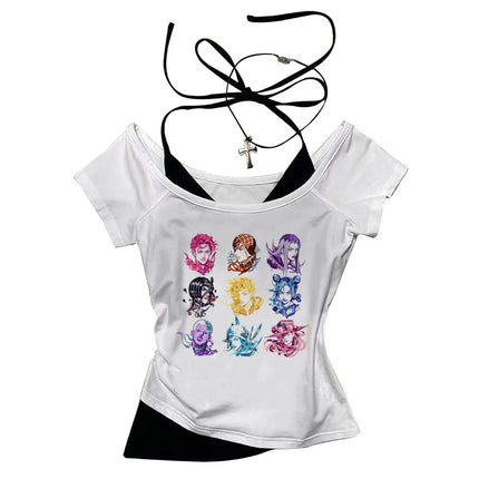 Jojo Bizarre Adventure crop top Aesthetic babydoll Streetwear shoujo girl style Fairy vintage cropped harajuku women's t-shirt