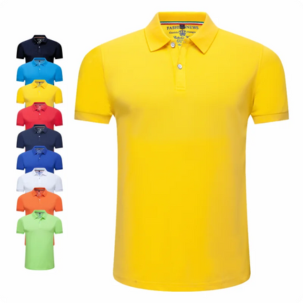 Summer Solid Color Outdoor Casual Lapel Short-sleeve Daily Business Short-sleeve Tops 2024 New Unisex Polo Shirts