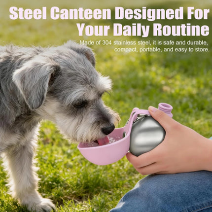 Pet cat and dog water cup cat dog stainless steel kettle outdoor reflowable folding large capacity portable drinking fountain