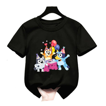 Bluey Girls T-shirt Kids' Clothing Summer Printed Cartoon Tees Short Sleeve Kids' Cotton Outfits Tops