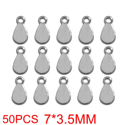 50pcs Stainless Steel Small Heart Charms for Jewelry Making Necklace Bracelet Extend Chain Tail Tag Supplies Material Wholesale