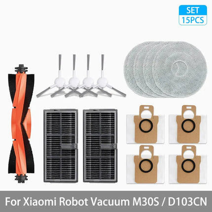 For Xiaomi Mijia M30S D103CN Robot Vacuum Cleaner Accessories Main Side Brush Hepa Filter Mop Cloth Dust Bag Replacement Spare