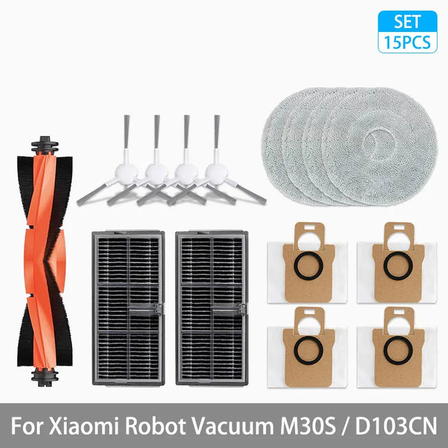 For Xiaomi Mijia M30S D103CN Robot Vacuum Cleaner Accessories Main Side Brush HEPA Filter Mop Cloth Dust Bag Replacement Spare Parts