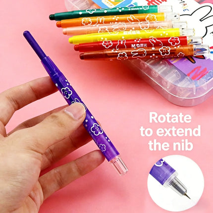 M&G X4323 Twistable Plastic Crayons Washable Non-sticky Non-toxic Oil Pastels Drawing Pens for Kids Students