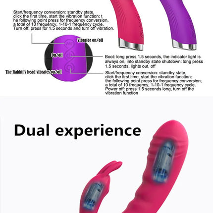 10 Speed G Spot Vibrator USB Rechargeable Powerful Dildo Rabbit Vibrator for Women Clitoris stimulation Massage Adult sex toys