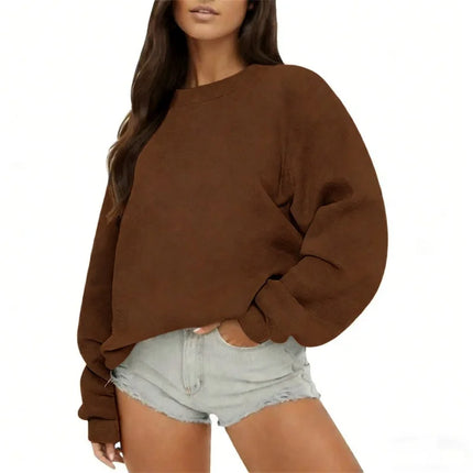 Spring Autumn Women's sweatshirt daily Casual Pullover Solid Color Sportswear comfort O-Neck Tops Loose long sleeve sweatshirt