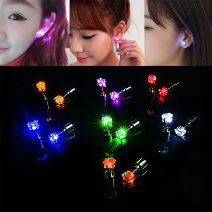 1/5Pair LED Earring Bar Club Glowing Earring Girl Women Ear Accessories Light Up Bling Ear Stud Gogo Dance Fashion Jewelry