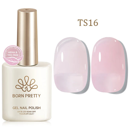 BORN PRETTY 15ml Jelly Gel Polish Milky White Nude Glitter Soak Off LED UV Gel Semi Permanent Nail Art Manicure Gel Varnish