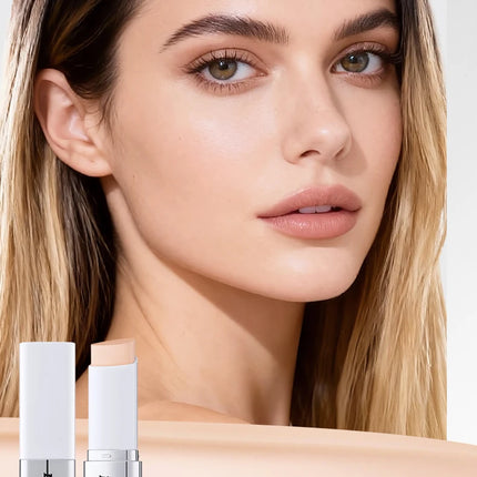 Life Girls Double-Headed Foundation Stick with Brush Long-Lasting Concealer Moisturizer Easy to Smudge Natural Matte Nude Makeup