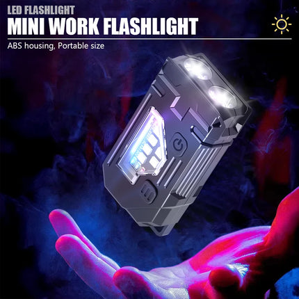 MINI USB Rechargeable LED Flashlight Portable Tail Magnet Work Light Super Bright Camping Lantern Side COB Emergency Torch Light