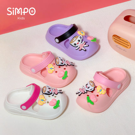 Girls' Slippers with Cute Charms Summer Garden Shoes Beach Sandals Non-slip Breathable Clogs for Girls Indoor & Outdoor Footwear