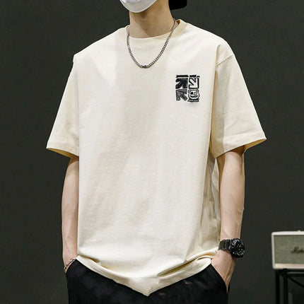 Vintage Short Sleeve Loose Tops Tees Men's Summer New Solid Youth All-match Street Casual T Shirts Fashion Trend Men Clothing