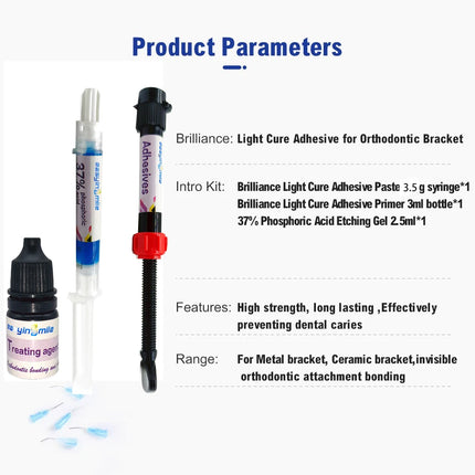 Dental Orthodontic Adhesive Self-cure Kit Etchant Acid Gel Self-cure Paste Primer For Bonding Brackets Buccal Tube