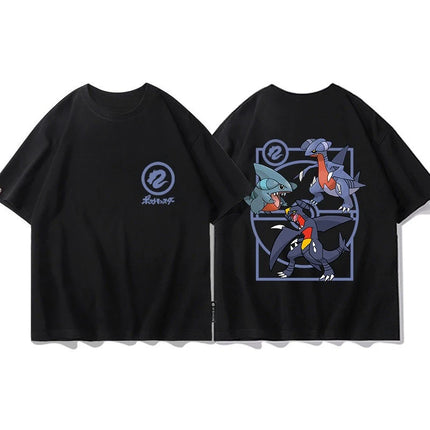 2026 Summer Pokemon Charizard Evolution Double Sided Print T-Shirt 100% Cotton Oversized Couple & Family Tee for Travel & Sports