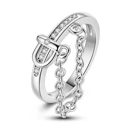 Shine Zircon Ring 925 Silver Original Stone Multi Layer Simple Infinitely Wide Rings For Women FineJewelry Wedding Party Gift