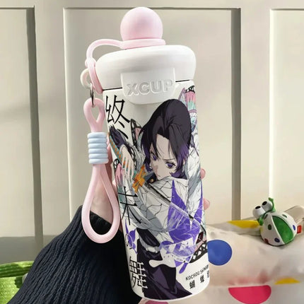 Demon Slayer Stainless Steel Insulated Cup Cute Fashion Cartoon Floating Ball Straw Thermos Portable Coffee Cup Gift for Friends