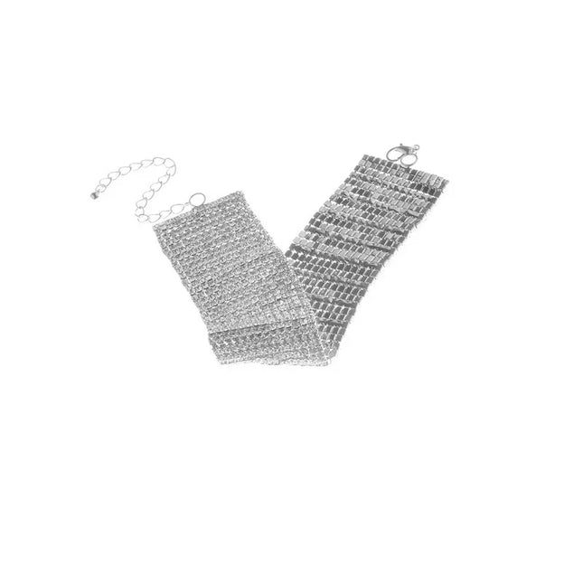 1 Pcs Sexy Wide Anklets Fully Diamond Foot Chain Nightclub Jewelry Dance Summer Beach Barefoot Chain Jewelry for Women