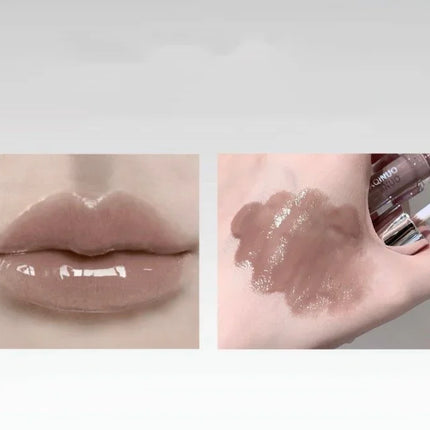 NEW Water Glazed Mirror Lip Gloss Makeup Crystal Nude Jelly Moisturizing Lip Glaze Long Lasting Black Liquid Lipstick Cosmetics
