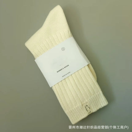 UG Cashmere Autumn Winter Thick High Tube Socks Breathable Moisture Wicking Warm Cotton Couple Socks Double Needle Casual Socks