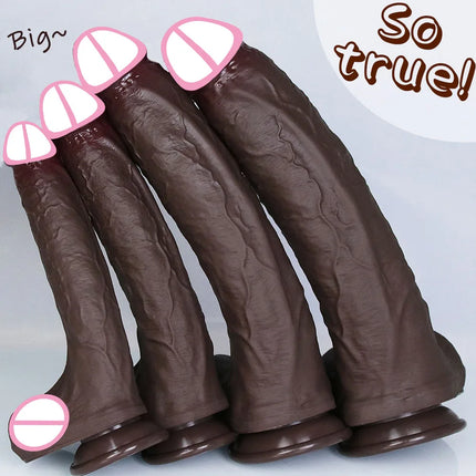Realistic Soft Big Black Dildo Double Silicone Suction Cup Penis Female Vaginal Masturbation Cock Woman Man Anal Adult Sex Toy